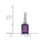Sterling Silver Rhodium Plated Amethyst and Diamond Pendant - Image 3