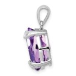 Sterling Silver Rhodium Plated Amethyst and Diamond Pendant - Image 2