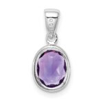Sterling Silver Rhodium Planted Amethyst Pendant - Image 4