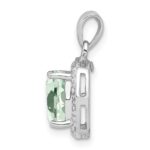 Sterling Silver Rhodium Plated Green Quartz and Diamond Pendant - Image 2