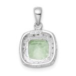 Sterling Silver Rhodium Plated Green Quartz and Diamond Pendant - Image 4