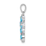 Sterling Silver Rhodium Pear Swiss Blue Topaz Cross Pendant - Image 3