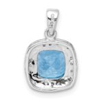Sterling Silver Rhodium Light Swiss Blue Topaz Pendant - Image 4