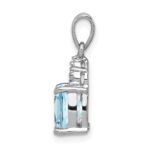 Sterling Silver Rhodium Lt Swiss Blue Topaz & Diamond Pendant - Image 2
