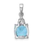 Sterling Silver Rhodium Lt Swiss Blue Topaz & Diamond Pendant - Image 4