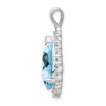 Sterling Silver Rhodium-plated Light Swiss Blue Topaz Diamond Pendant - Image 2