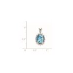 Sterling Silver Rhodium-plated Oval Swiss Blue Topaz & Diamond Pendant - Image 3