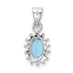 Sterling Silver Rhodium Light Swiss Blue Topaz & Diamond Pendant - Image 4