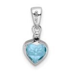 Sterling Silver Rhodium Light Swiss Blue Topaz Diamond Pendant - Image 3