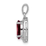 Sterling Silver Rhodium Garnet & Diamond Pendant - Image 2