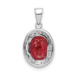 Sterling Silver Rhodium Garnet & Diamond Pendant - Image 4