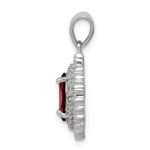 Sterling Silver Rhodium Garnet & Diamond Pendant - Image 2