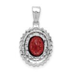 Sterling Silver Rhodium Garnet & Diamond Pendant - Image 4