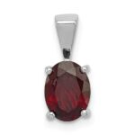 Sterling Silver Rhodium Garnet Pendant