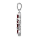 Sterling Silver Rhodium Pear Garnet Cross Pendant - Image 3