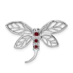 Sterling Silver Rhodium Garnet Dragonfly Chain Slide - Image 4