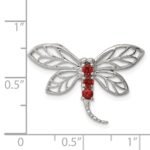 Sterling Silver Rhodium Garnet Dragonfly Chain Slide - Image 3