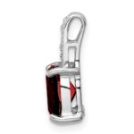Sterling Silver Rhodium Garnet & Diamond Pendant - Image 2
