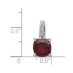 Sterling Silver Rhodium Garnet & Diamond Pendant - Image 3