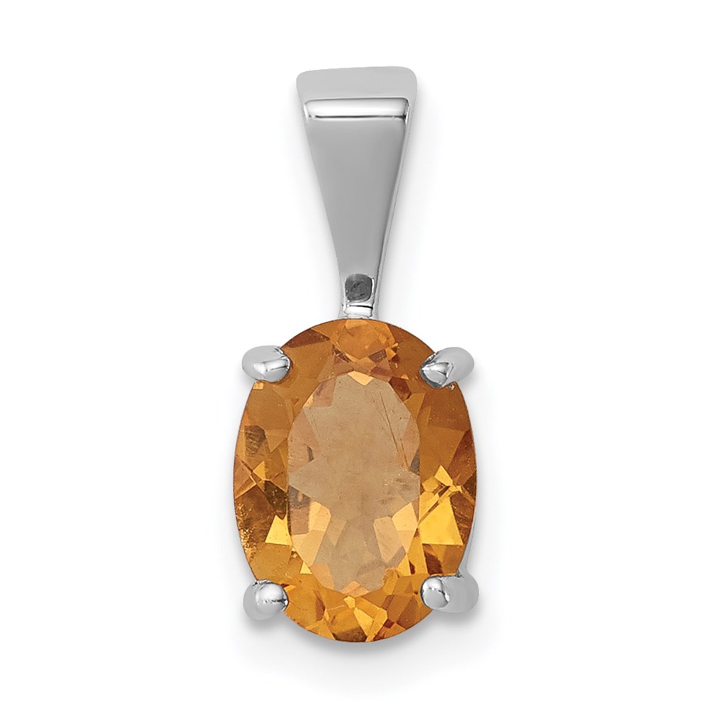 QDX742.jpg Sterling Silver Rhodium Citrine Pendant - Image 1