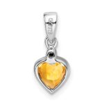 Sterling Silver Rhodium Citrine Diamond Pendant - Image 4