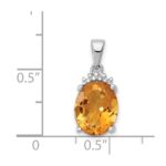 Sterling Silver Rhodium Citrine & Diamond Pendant - Image 3