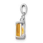 Sterling Silver Rhodium Citrine & Diamond Pendant - Image 2