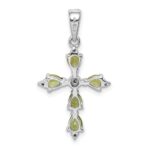 Sterling Silver Rhodium Plated  Peridot Cross Pendant - Image 4