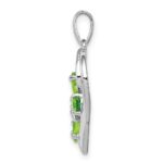 Sterling Silver RH Plated Peridot and Diamond Butterfly Heart Pendant - Image 2