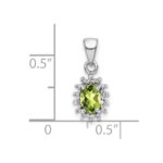 Sterling Silver Rhodium Plated Peridot and Diamond Pendant - Image 3