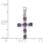Sterling Silver RH Plated Amethyst and Diamond Accent Cross Pendant - Image 3