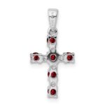 Sterling Silver Rhodium-plated Garnet & Diamond Accent Cross Pendant - Image 4