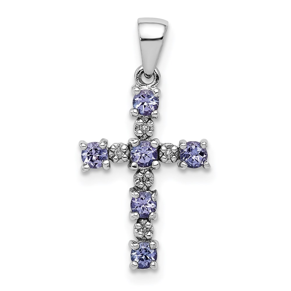 QDX949.jpg Sterling Silver Rhodium-plated Tanzanite & Diamond Pendant - Image 1