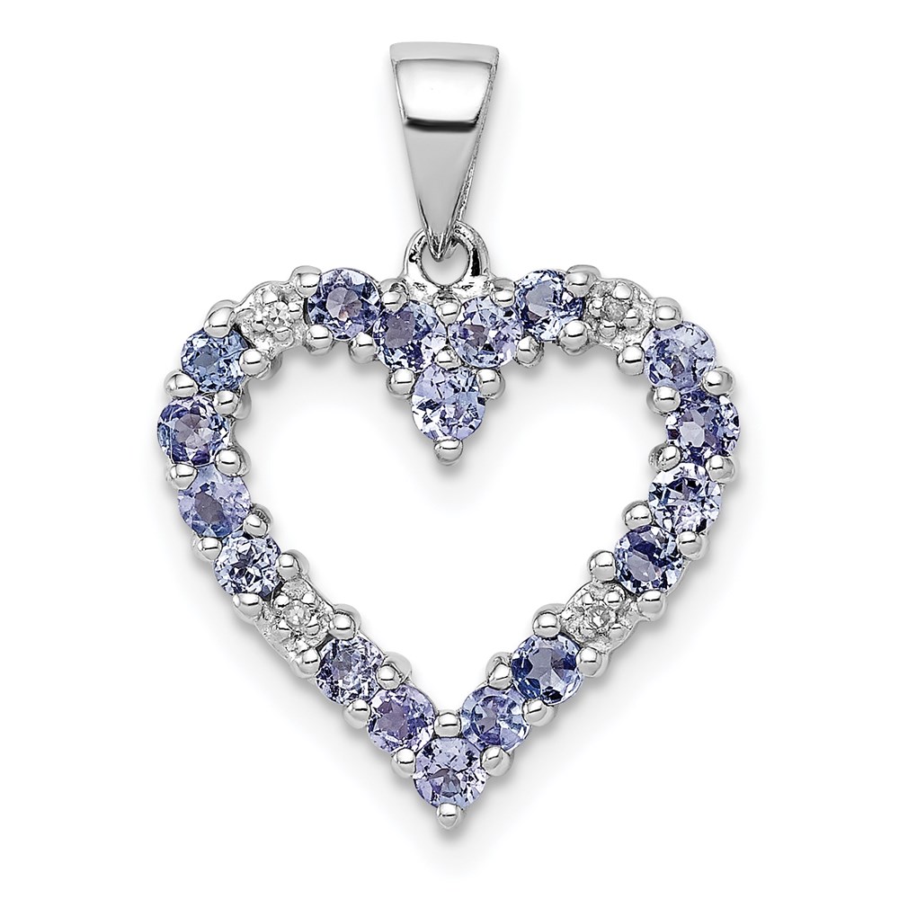 QDX950.jpg Sterling Silver Rhodium-plated Tanzanite & Diamond Pendant - Image 1