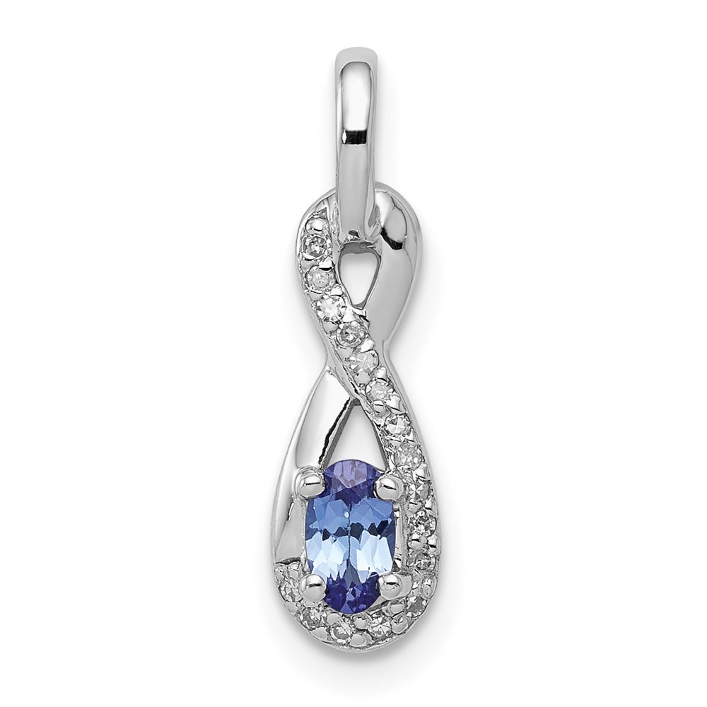 QDX962.jpg Sterling Silver Rhodium-plated Tanzanite & Diamond Pendant - Image 1