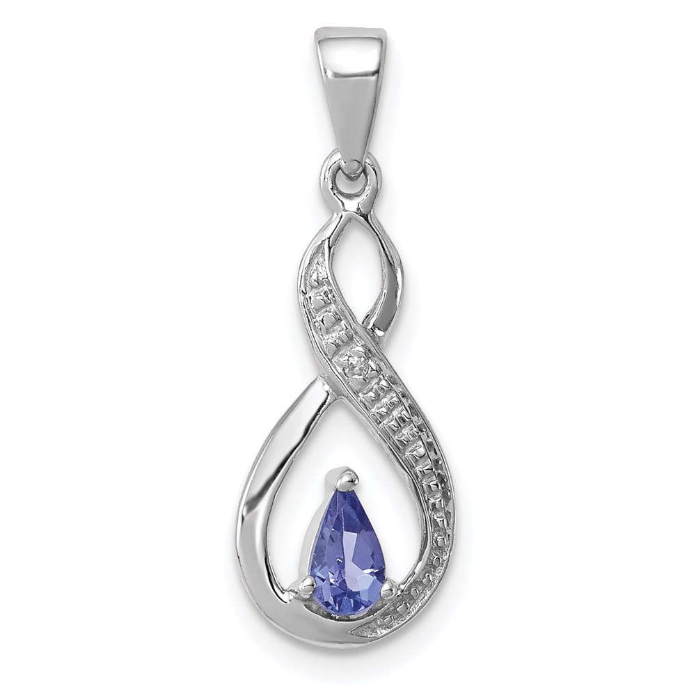 QDX966.jpg Sterling Silver Rhodium-plated Tanzanite & Diamond Pendant - Image 1