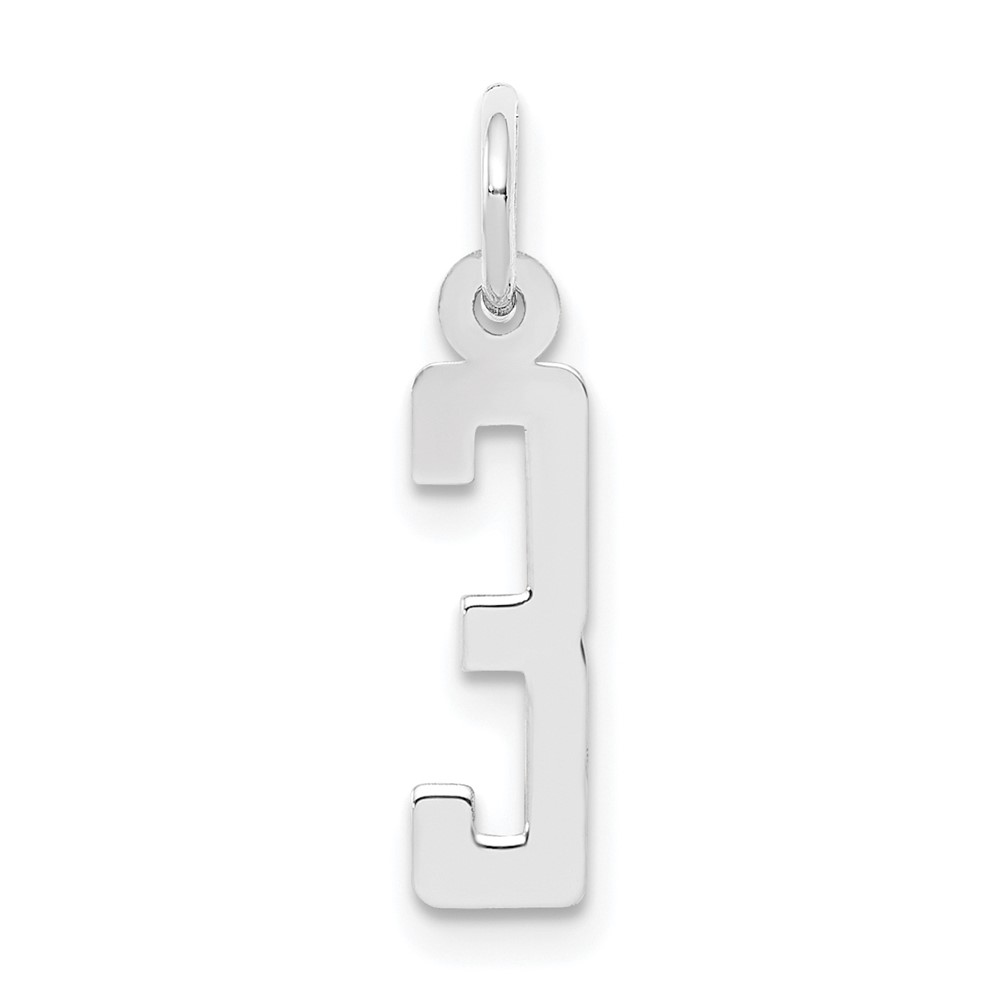 QES03.jpg Sterling Silver/Rhodium-plated Elongated Polished Number 3 Charm - Image 1