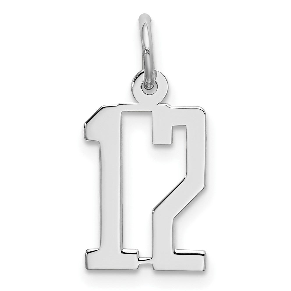 QES12.jpg Sterling Silver/Rhodium-plated Elongated Number 12 Charm - Image 1