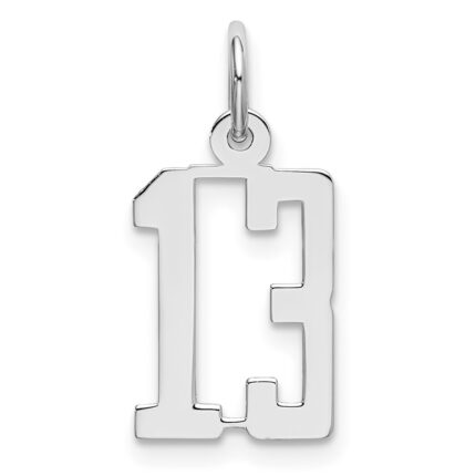 Sterling Silver/Rhodium-plated Elongated Number 13 Charm