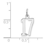 Sterling Silver/Rhodium-plated Elongated Number 17 Charm - Image 3