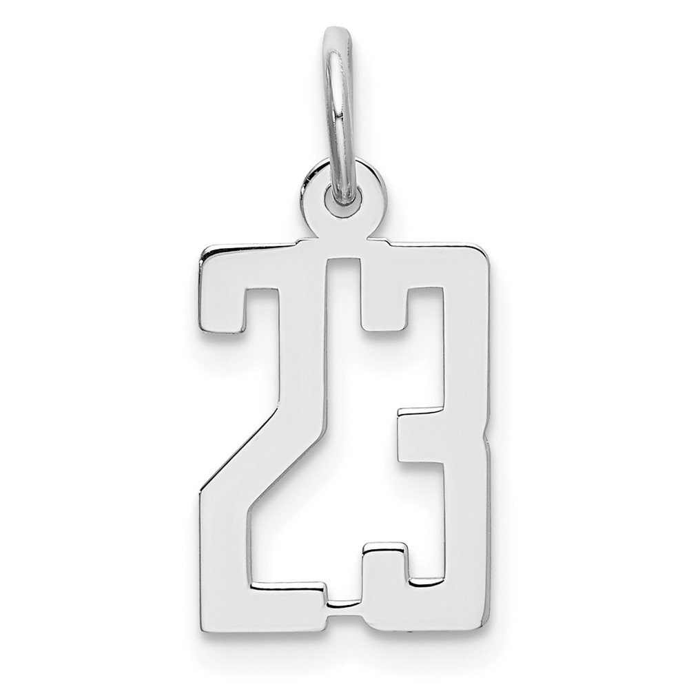 QES23.jpg Sterling Silver/Rhodium-plated Elongated Number 23 Charm - Image 1