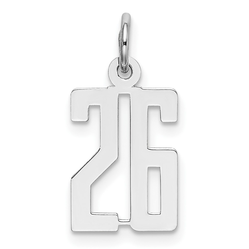 QES26.jpg Sterling Silver/Rhodium-plated Elongated Number 26 Charm - Image 1