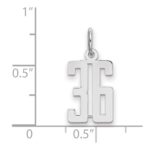 Sterling Silver/Rhodium-plated Elongated Number 36 Charm - Image 2