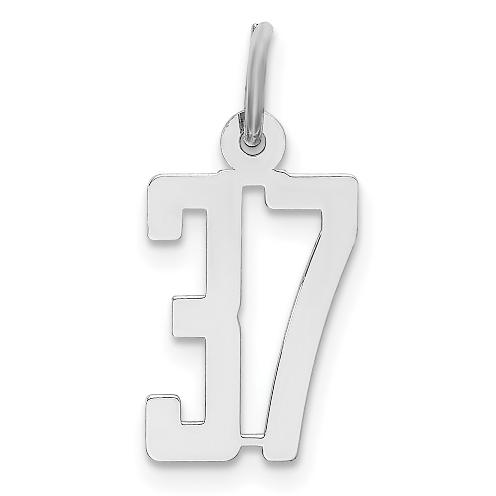 QES37.jpg Sterling Silver/Rhodium-plated Elongated Number 37 Charm - Image 1