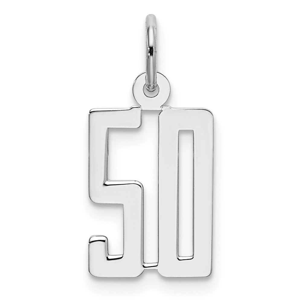 QES50.jpg Sterling Silver/Rhodium-plated Elongated Number 50 Charm - Image 1