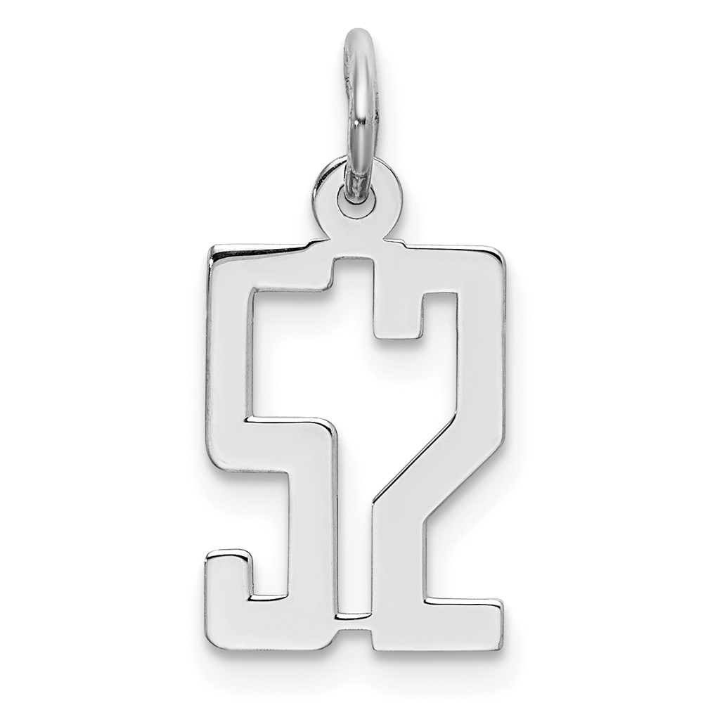 QES52.jpg Sterling Silver/Rhodium-plated Elongated Number 52 Charm - Image 1