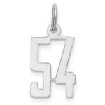 Sterling Silver/Rhodium-plated Elongated Number 54 Charm