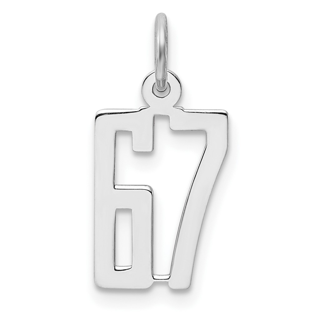 QES67.jpg Sterling Silver/Rhodium-plated Elongated Number 67 Charm - Image 1