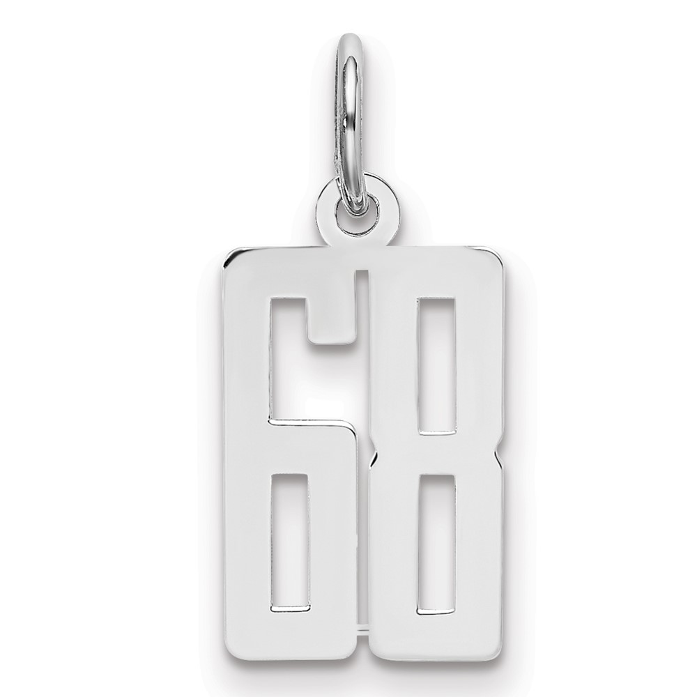 QES68.jpg Sterling Silver/Rhodium-plated Elongated Number 68 Charm - Image 1