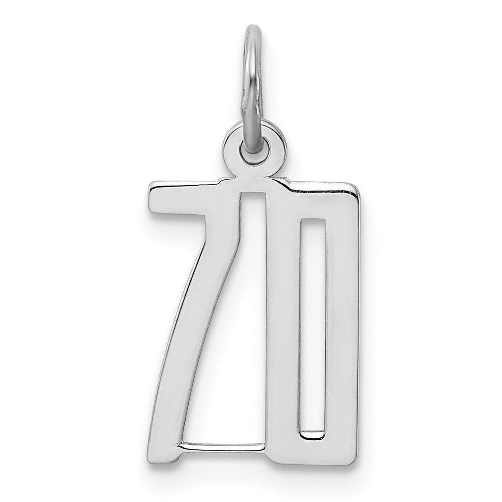 QES70.jpg Sterling Silver/Rhodium-plated Elongated Number 70 Charm - Image 1